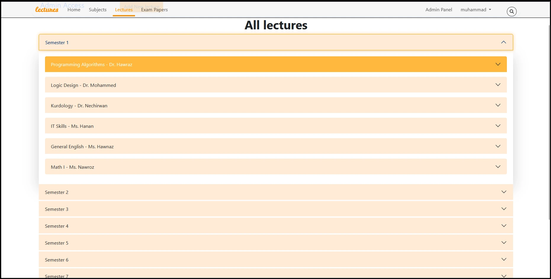 Department Lectures Platform - Screenshot 1